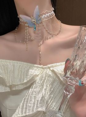 超仙蕾丝蝴蝶流苏腿链