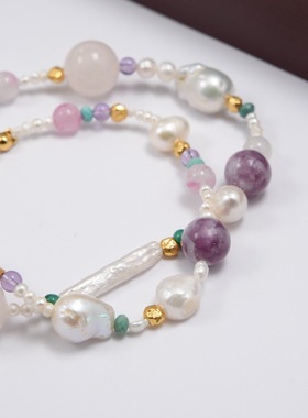 小众设计天然水晶珍珠项链