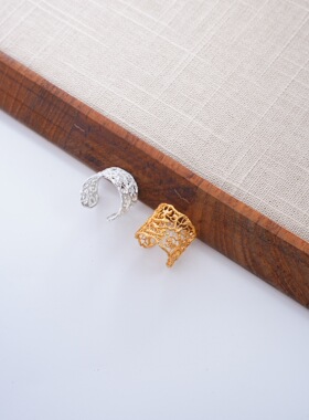 小众新款轻复古宫廷风镂空金银戒指轻奢高级感浪漫优雅气质百搭