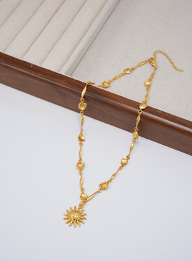 小众设计金银太阳花项链