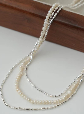 小众设计款碎银子珍珠项链