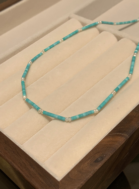 小众设计天然松石圆管项链