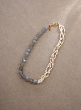 小众设计串珠月光石天然珍珠项链女轻奢高级感精致锁骨链颈链配饰