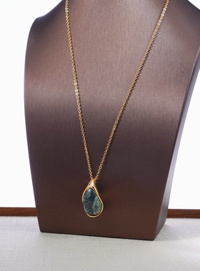 小众设计感大理石复古风吊坠创意天然石纪念项链紫水晶首饰饰品