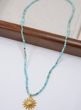 小众设计天然石太阳项链