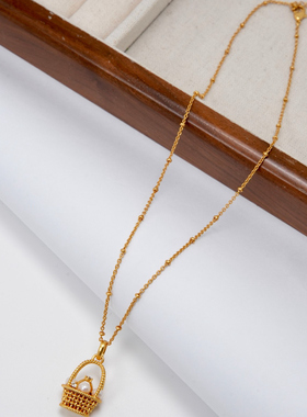 小众设计财篮子珍珠项链