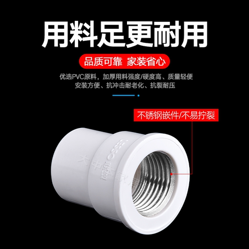 联塑PVC内丝弯头直通三通大全给水管配件接头塑料硬管管件内牙20 - 图0