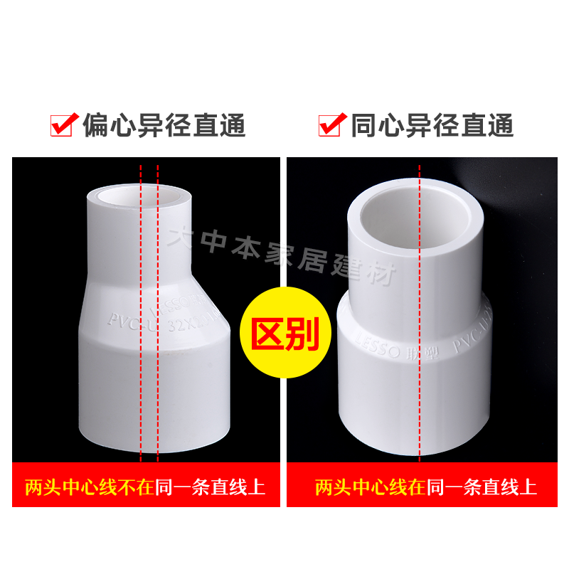 联塑给水偏心异径套PVC变径直接直通水管配件接头管件大小头转换 - 图0