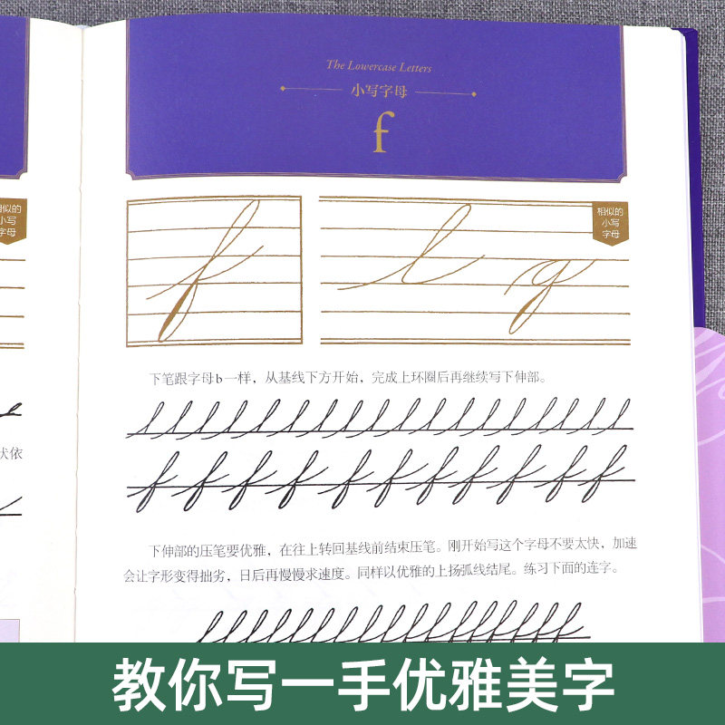 圆体字英文书法5册 花体字圣经+圆体字+英文书法24课+斯宾塞体+字母工坊 英文书法手写体英语书法艺术字花体字书法