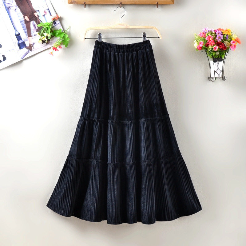 天鹅绒高腰伞裙秋冬半身裙冬天配毛衣的长裙女中长款新品半裙裙子,淘宝优惠券,粉丝福利购,淘宝优惠卷