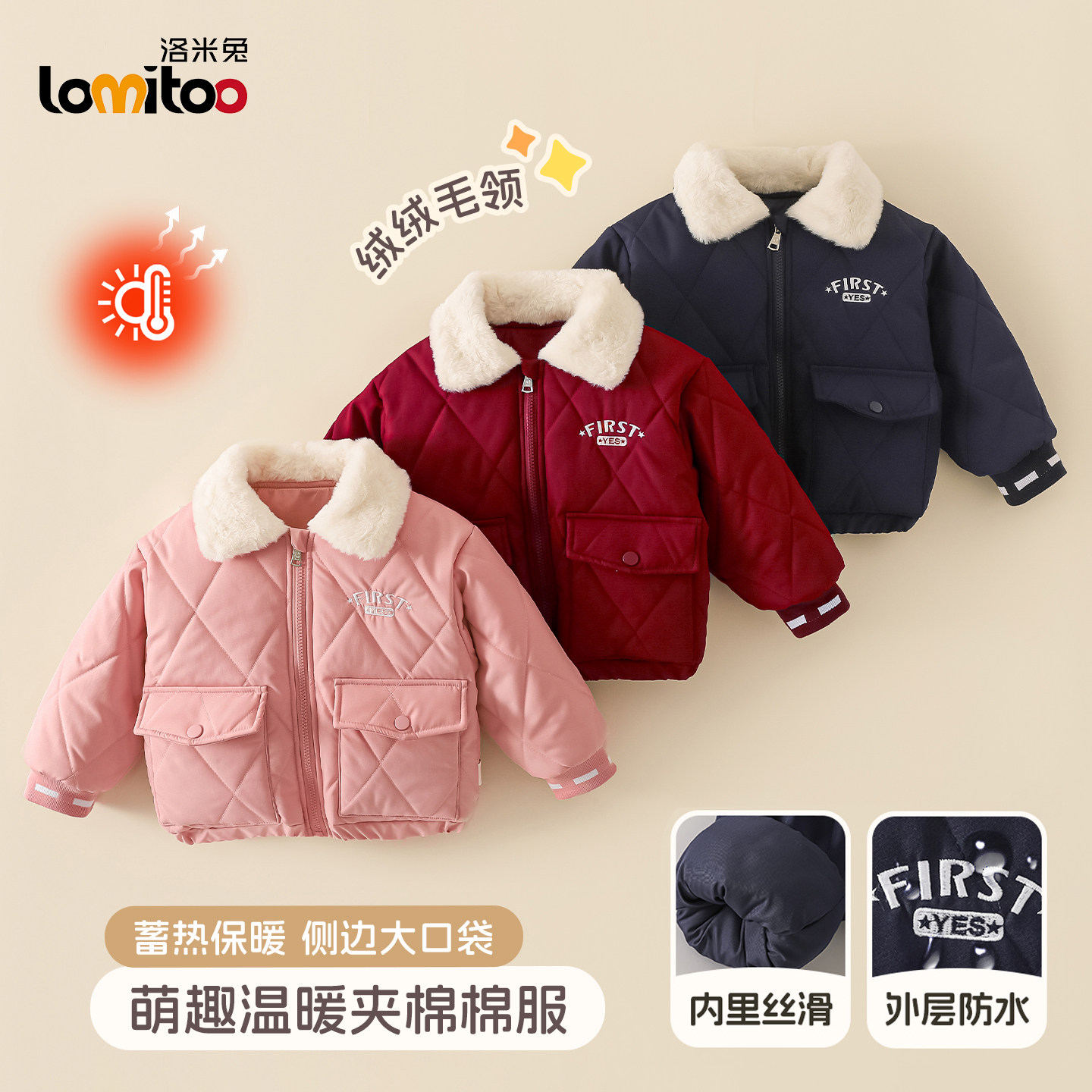 洛米兔男女儿童棉服外套
