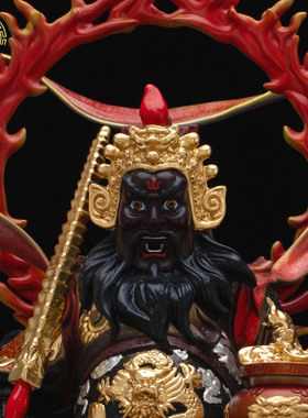 方底赵公明骑虎武财神招财摆件