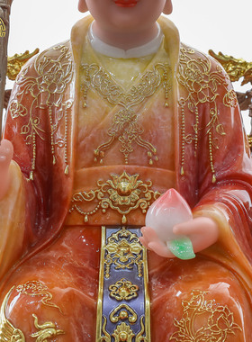 中式汉白玉泰山奶奶神像供奉摆件