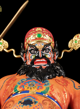 黄铜钟馗武财神招财镇宅佛像摆件