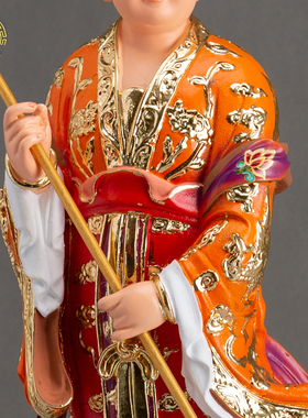 树脂彩绘持扇左右宫女神像摆件