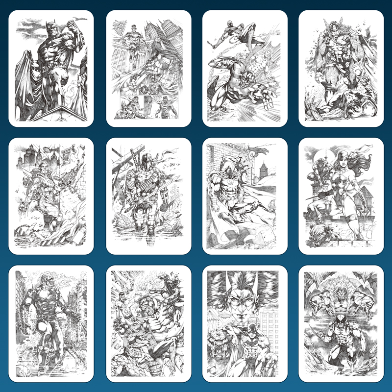 美漫人物线稿描摹本漫威DC漫画动漫插画复仇者联盟英雄创意线描手绘教程控笔训练男生少儿美术基础临摹画册画画入门自学超人钢铁侠 - 图2