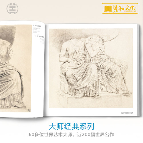 临摹大师石膏像雕塑西方素描书名家画册欧洲世界名画罗丹米开朗琪罗高清细腻作品集手稿安格尔500年经典原作欧洲绘画美术书-图1