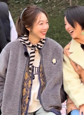 姜妍同款100%澳洲羊毛三角巾针织条纹围巾女多功能小围脖百搭领巾