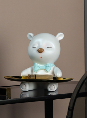 小熊轻奢风门口钥匙收纳软装饰品