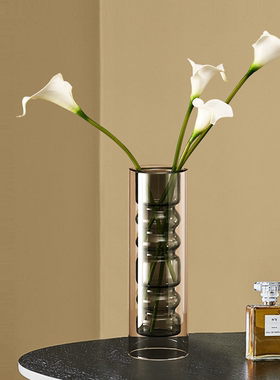 简约现代风双层插花瓶灰色摆件