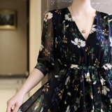 Осенняя шифоновая длинная юбка, платье, большой размер, в западном стиле, подходит для полных девушек