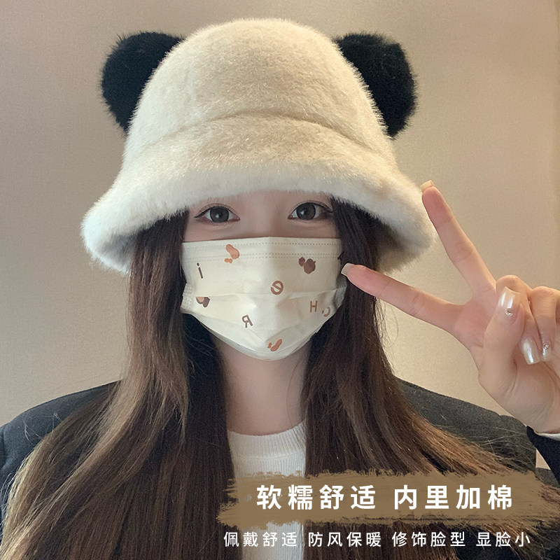 可爱小熊毛绒帽女2025新款冬季大头围保暖防寒加厚护耳渔夫帽子潮,淘宝优惠券,粉丝福利购,淘宝优惠卷