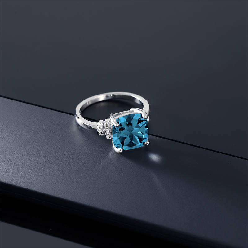 gsk镶4.64克拉伦敦蓝托帕石女戒 gemstoneking海外戒指/指环