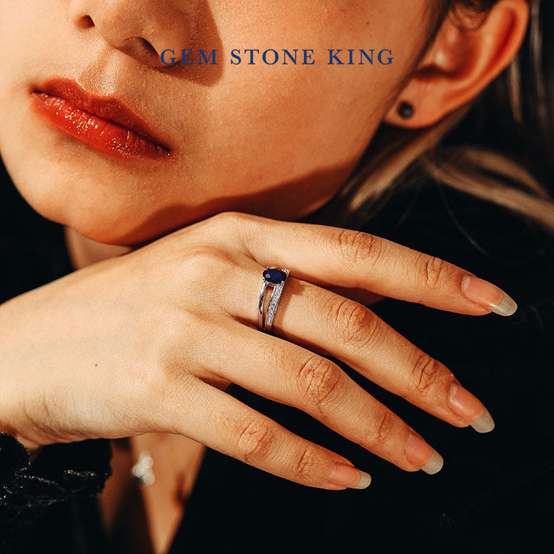 gsk天然蓝宝石女1.18克拉满钻戒指 gemstoneking海外戒指/指环