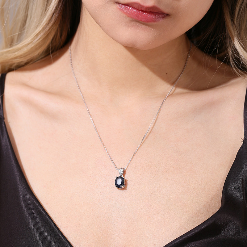 gsk蓝宝石轻奢小众925银镶锁骨链 gemstoneking海外项坠/吊坠