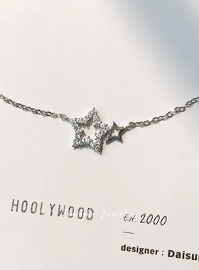 星星~S925纯银星星项链女 纤细精致百搭气质五角星小巧锁骨链女