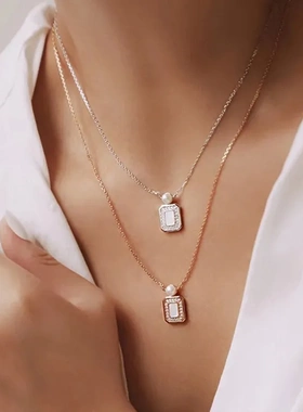 S925纯银镀金香水瓶吊坠项链女轻奢高级感优雅通勤贝母珍珠锁骨链