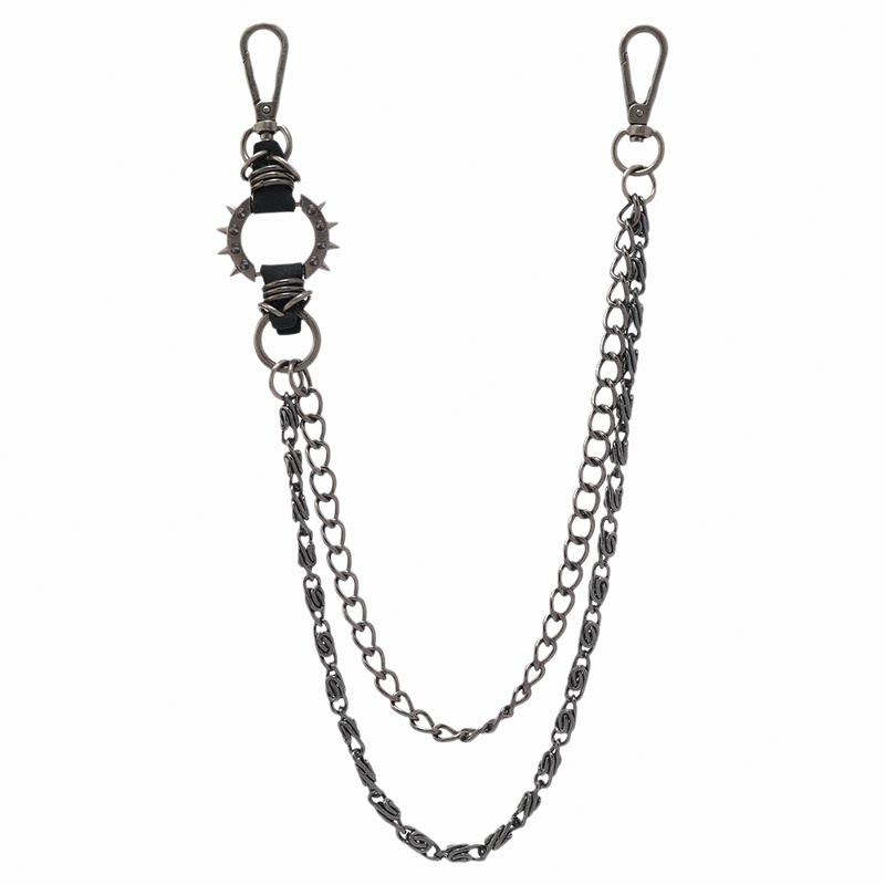 Darkblue真皮骷髅腰铆钉cleanfit朋克摇滚erd穿搭配饰牛仔裤裤链