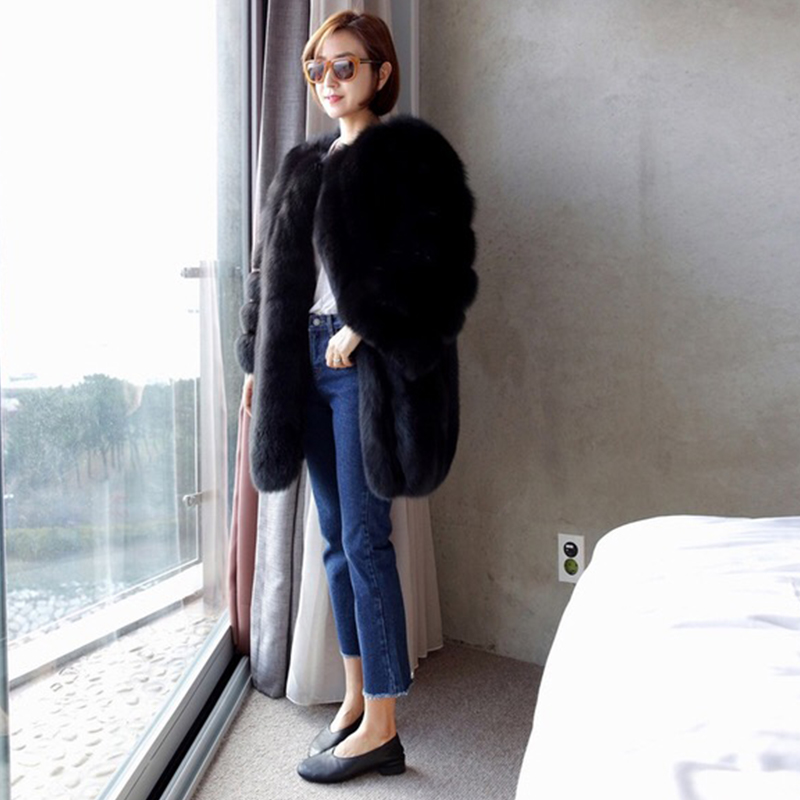 深蓝色直筒宽松高腰八分修身牛仔裤 冰雪丹尼牛仔裤