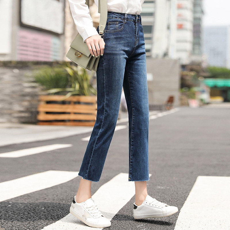 2020秋季小个子八分145直筒牛仔裤 冰雪丹尼牛仔裤