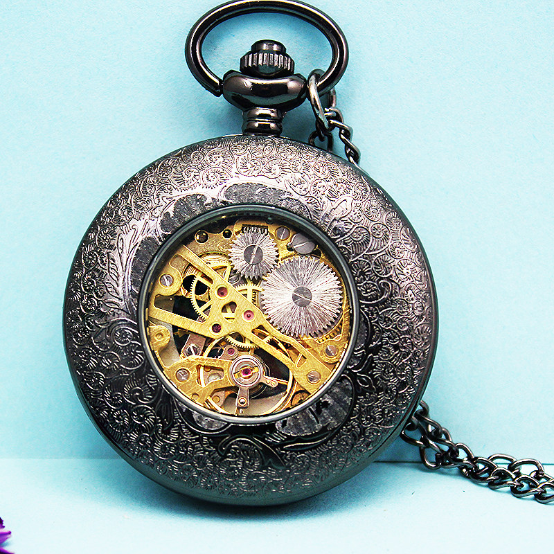 经典复古老人男士石英表怀表挂链表 木川怀表