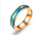 MUCW/木川韩版心跳男女情侣对戒手尾指环不锈钢钛钢感温变色戒指