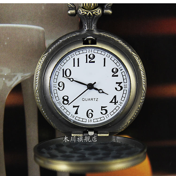 怀表男学生考试用复古翻盖机械儿童 木川怀表