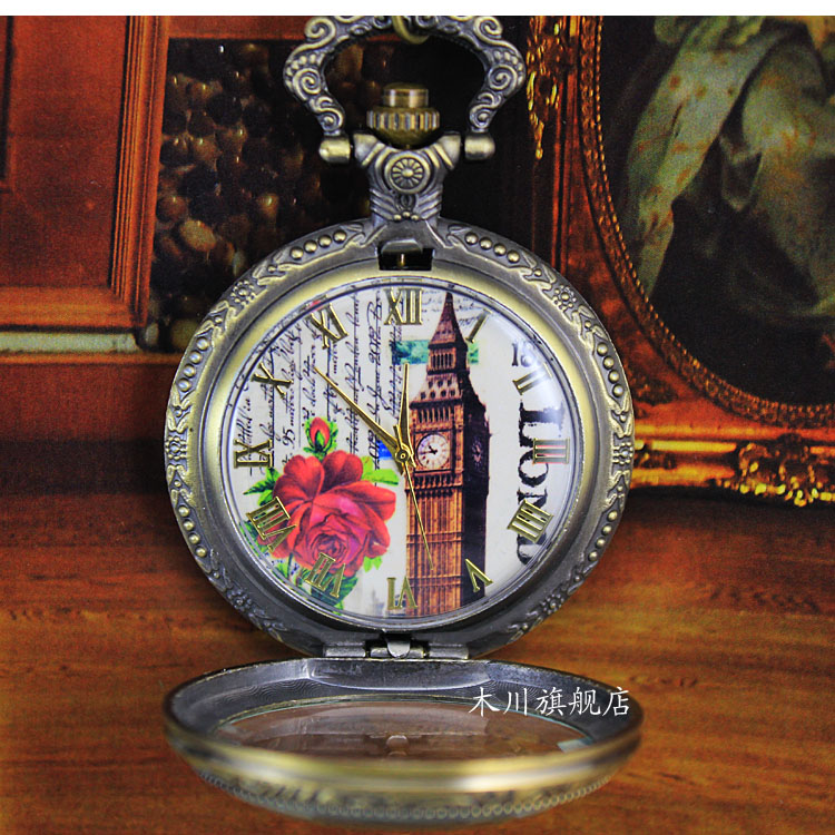 怀表男学生考试用复古翻盖机械儿童 木川怀表