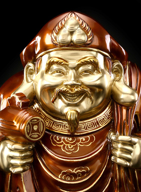 纯铜大黑天财神像摆件客厅供奉