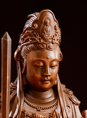 紫铜文殊普贤佛像供奉菩萨摆件