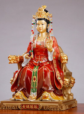 纯铜彩绘女娲娘娘佛像补天女神