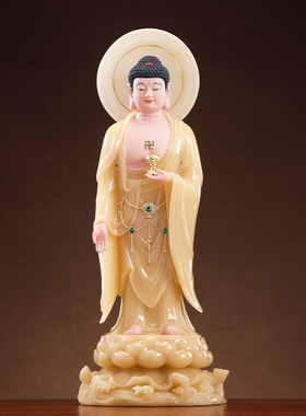 汉白玉西方三圣塑像家用供奉佛像