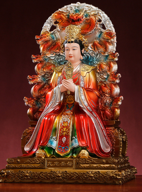 新款树脂彩绘九龙圣母神像供奉