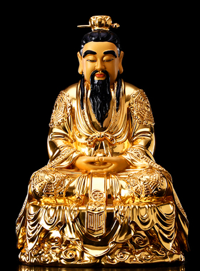 铜贴金三清道祖元始天尊灵宝神像