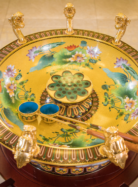 非遗景泰蓝九龙浴佛盆喷水起雾