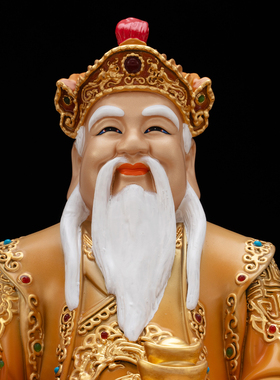 纯铜彩绘土地公婆一对福德正神像