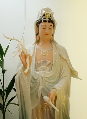 汉白玉西方三圣佛像阿弥陀站像