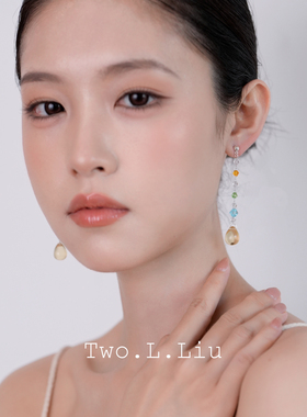 Two.L.Liu超透亮琉璃水滴耳坠