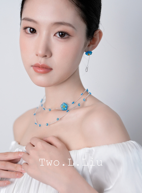 Two.L.Liu汀兰原创蓝色花朵项链