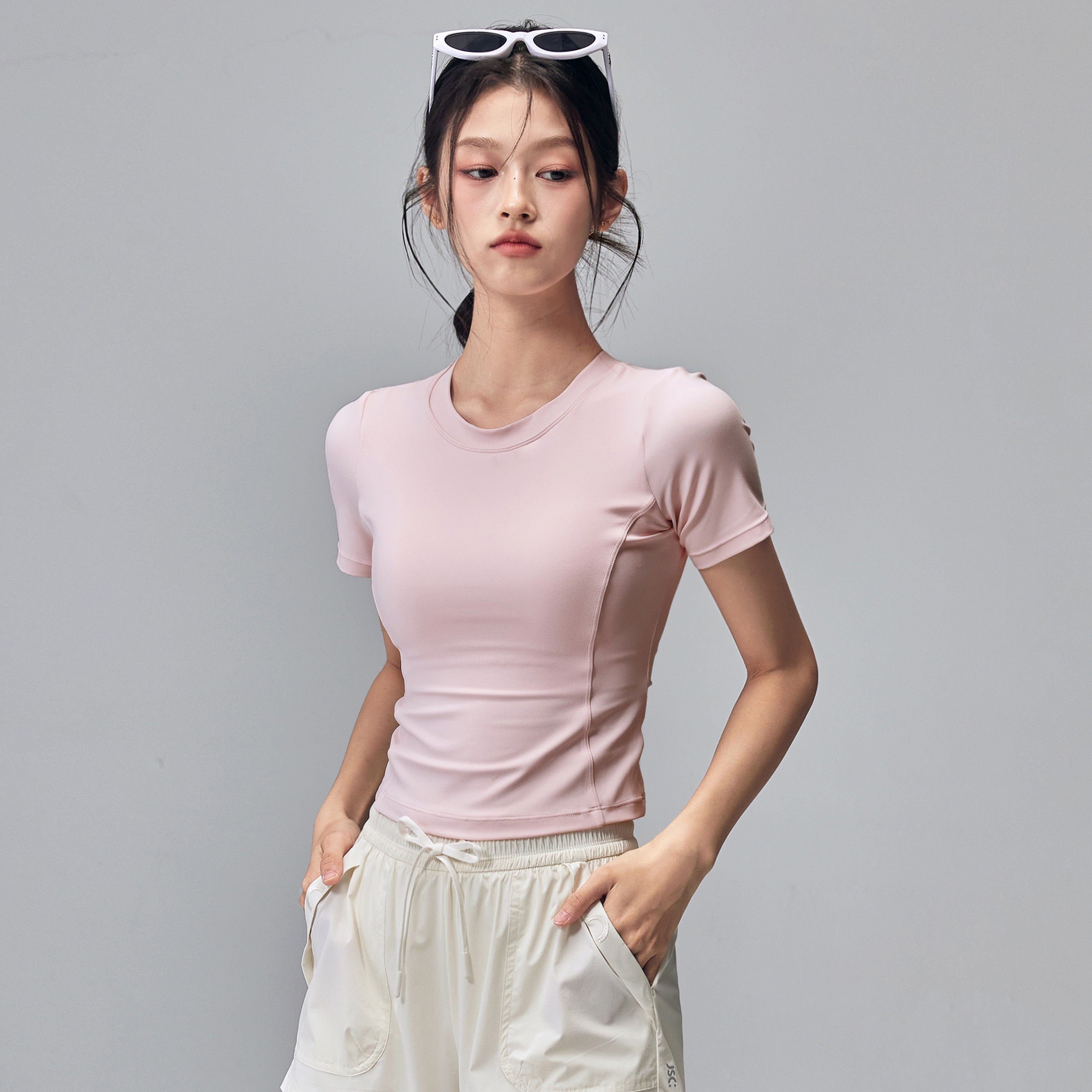 瑜伽服短袖女带胸垫美背运动上衣普拉提训练T恤跑步健身衣外穿夏,淘宝优惠券,粉丝福利购,淘宝优惠卷